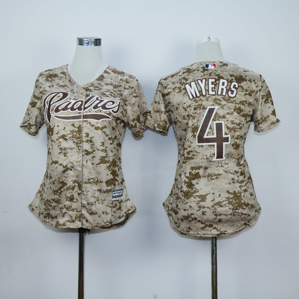 Women San Diego Padres #4 Myers Camo MLB Jerseys
